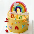Rainbow Cake Topper, English Letters Happy Birthday Cake Topper, Colorful Letters Rainbow for Kids 1st Birthday Party Supplies.