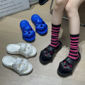 Halloween Skull Relief Design Men Slippers Couple Outdoor Fun Slides Thick Bottom of Beach Non-slip Casual Women Sandals.