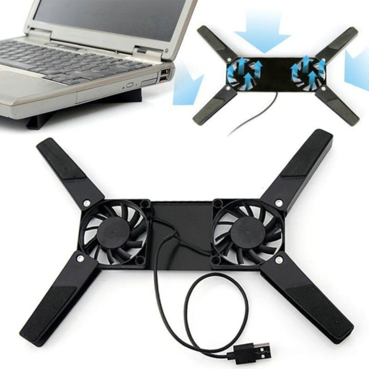 High Quality Portable Laptop Cooler Foldable Silent USB Powered Cooler with Double Fans Notebook Cooler for 7-15 inch Laptop