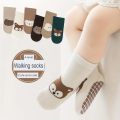 Six Pairs Autumn And Winter Large Area Dot Glue Baby Trampoline Socks, Baby Little Kids Non-slip Floor Socks Large Cartoon Strai.