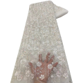 2026 Net Lace Fabrics With Sequins For Evening Dresses Latest French Beaded Tulle Lace Fabric High Quality African.