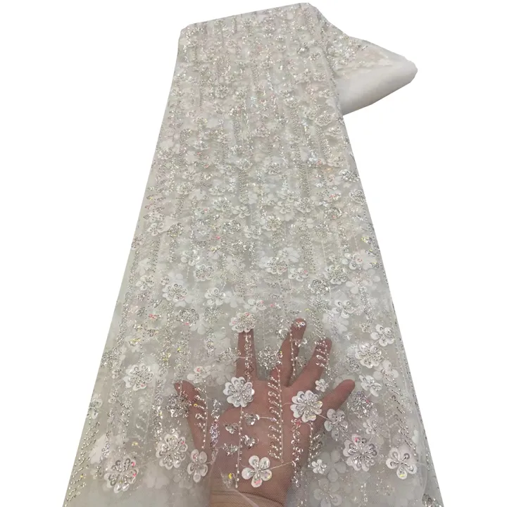 2026%20Net%20Lace%20Fabrics%20With%20Sequins%20For%20Evening%20Dresses%20Latest%20French%20Beaded%20Tulle%20Lace%20Fabric%20High%20Quality%20African%20-%20Image%205