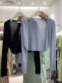Short Ice Silk Knitted Sun Protection Cardigan Women's Thin Summer Suspender Skirt Layered Gauze Jacket Air-conditioned Cover Up. 