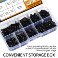 380Pcs M3 Flat Head Machine Screws and Hex Nuts Kit Black Countersunk Head Phillips Screws Bolts Nuts Assortment Kit.