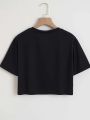Los Angeles Number 91 Graphic Round Neck Sports Crop T-shirt Crew Neck Casual Running Workout Crop Top Women's Activewear. 