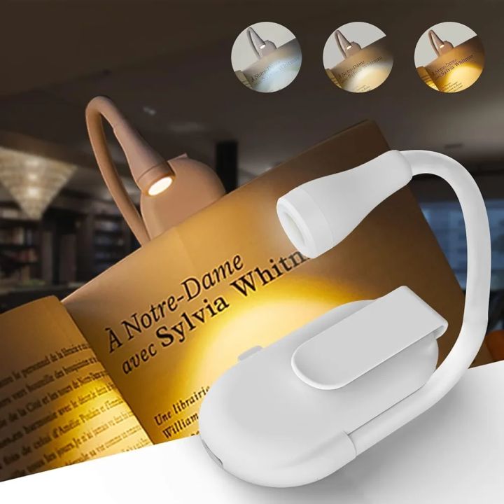 USB Rechargeable Portable 3 Color Reading lights Book Lamp For Your ...