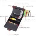 Antitheft Rfid Credit Card Holder Wallets Men Leather Aluminum Box Metal Male Purse Bag Small Cardholder Case Minimalist Wallet 💳 Rfid ( Radio-Frequency IDentification ) RFID wallet for man. 