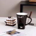 Hot Ceramic Chocolate Chafing Dish Cup with Fork Candle Pot Melting Chocolate Mug Tableware Creative Household Drinking Utensils. 
