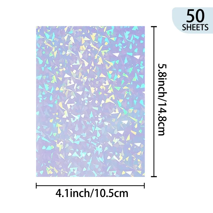 50%20Sheets%20A6%20Holographic%20Broken%20Glass%20Cold%20Lamination%20Film%20Self-Adhesive%20Holographic%20Vinyl%20Sticker%20Waterproof%20Clear%20105%C3%97148mm%20-%20Image%205