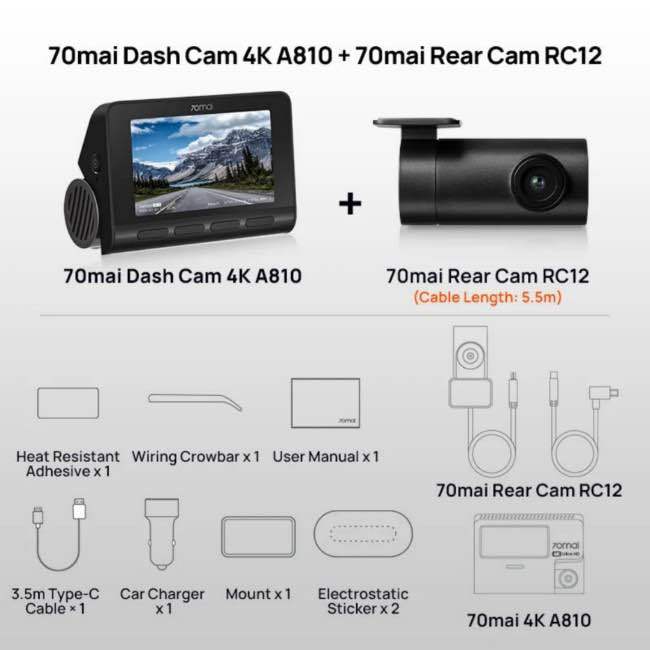 Xiaomi%2070mai%20A810S%204K%20Dash%20Cam%20+%20Rear%20Cam%20Set%20-%20Image%203