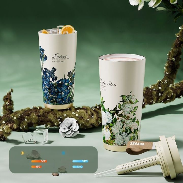 GIANXI%20New%20High%20Appearance%20Level%20Coffee%20Thermos%20Cup%20Ceramic%20Straw%20Double%20Drinking%20Cup%20Daily%20Campus%20Accompanying%20Coffee%20Cup%20-%20Image%205