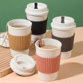 450ML Coffee Cups With Lids Wheat Straw Reusable Portable Coffee Cup Dishwasher Safe Coffee Mug Coffee Tea Travel Cups. 
