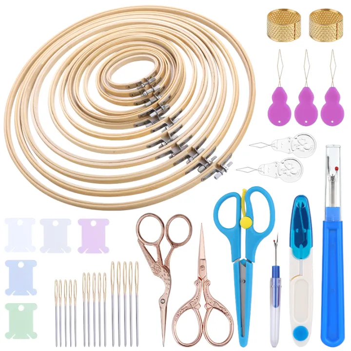 IMZAY Bamboo Cross Stitch Hoops Set Embroidery Frames Set Sewing Tools ...
