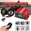 12V Motorcycle Red Sound System SD USB MP3 Motorcycle  Bluetooth Audio Remote Control Stereo 2 Speakers Waterproof FM  Radio. 
