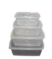 United Set Of 4 Rectangle Plastic Container | Multipurpose Transparent Plastic Storage Container - Pack Of 4. 