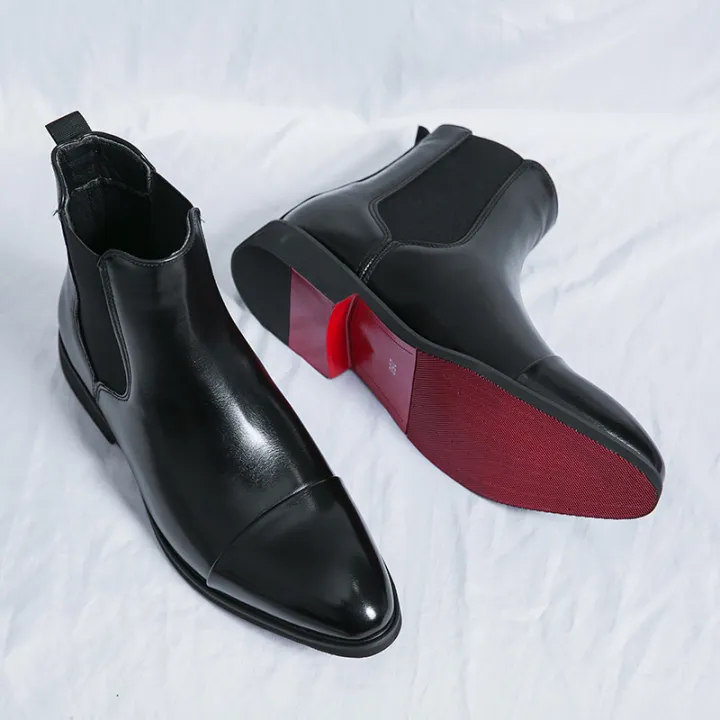 Chelsea%20Boots%20for%20Men%20Red%20Sole%20Pu%20Ankle%20Business%20Round%20Toe%20Slip-On%20Mens%20Boots%20Free%20Shipping%20Size%2038-46%20Men%20Shoes%20-%20Image%202