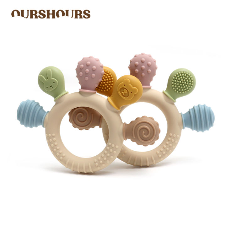 BPA Free Baby Silicone Teethers Sensory Toy Easy to Grasp Infant Teething Toys Food Grade Chewable Toys for Babies Newborn 