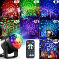 LED Stage Disco Light Rotating DJ Ball Strobe Remote Sound Control Magic Dance Car RGB Christmas  Party Club Laser Show Lamp. 