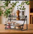 2-Layer Metal Spice Rack Organizer for Kitchen Accessories. 
