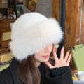 Fluffy Faux Fur Bucket Hat For Women Luxury Plush Fisherman Hat Warm Winter Hat Thicken Cold Snowy Day Panama Cap.