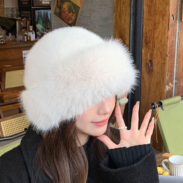 Fluffy%20Faux%20Fur%20Bucket%20Hat%20For%20Women%20Luxury%20Plush%20Fisherman%20Hat%20Warm%20Winter%20Hat%20Thicken%20Cold%20Snowy%20Day%20Panama%20Cap%20-%20Image%202