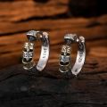 Thai Silver Creative Design Hoop Earrings for Women Men Metal Chunky Huggies Hiphop Party Jewelry Gifts.