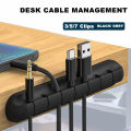 USB Cable Holder Clips Cable Cord Wire Organizer Silicone Desk Winder Desktop Tidy Management Holder Self-Adhesive Cord storage. 