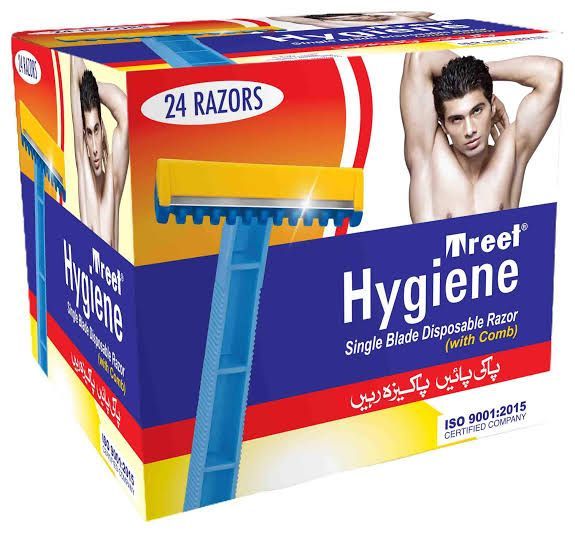 Treet Razor Pink Treet Hygiene Razor. Pack of 48. Disposable Single Blade With Comb ...