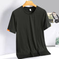 Men's Summer Ice Silk T-shirt Sweatshirt Round Neck Simple Running Fitness Suit Thin Breathable Quick Drying T. 