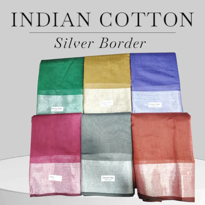 Indian%20cotton%20Saree%20#%20Silver%20border%20#Different%20color%20Headpeace%20#%20-%20Image%203