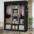 Portable Closet Wardrobe for Hanging Clothes with 2 Hanging Rods and 8 Storage Organizer. 