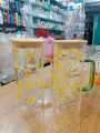 1 Glass Mug Flower Printed With Bamboo Lid & Sip 6363.