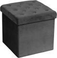 New Velvet Ottoman Storage Benches Folding Stool Soft Cushion Footrest Toy Storage Box Seat for Living Room Poofy Foot Stool,38x38x38cm. 