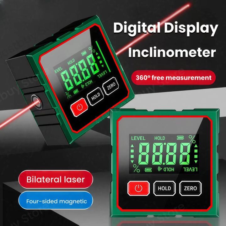 Tilted Ruler 4-Sided Magnetic Electronic Inclinometer Digital Display Tilt Angle ...