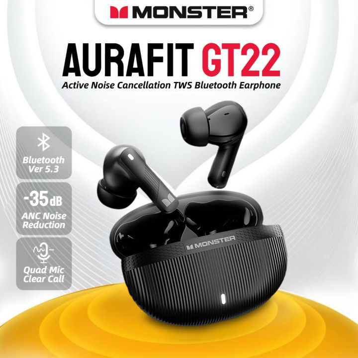 Monster GT22 ANC Ture Wireless Earbuds -35dB Active Noise Cancellation ...
