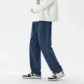 Korean Fashion Men's Baggy Jeans Classic All-match Solid Color Straight-leg Casual Denim Wide-leg Pants Male Light Blue Black. 