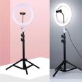 26cm Selfie RIng Light with 4.5 Feet Adjustable Tripod Stand - With White, Warm & Soft Light Function for Live Streaming or Studio Photography - Youtube - Gaming. 