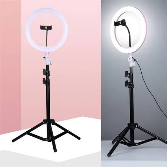 26cm Selfie RIng Light with 4.5 Feet Adjustable Tripod Stand - With White, Warm & Soft Light Function for Live Streaming or Studio Photography - Youtube - Gaming
