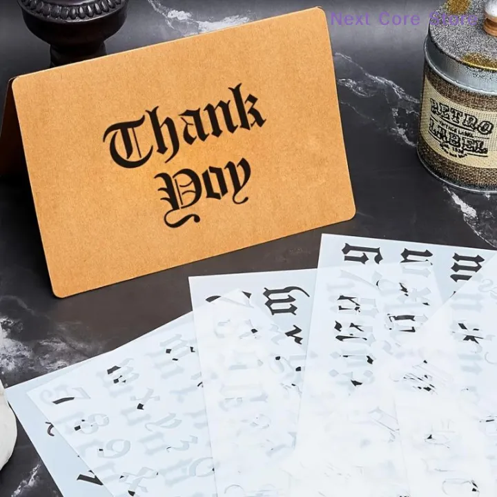 [NC]Gothic Calligraphy Stencil, 6-Pack Reusable Old English Letter ...