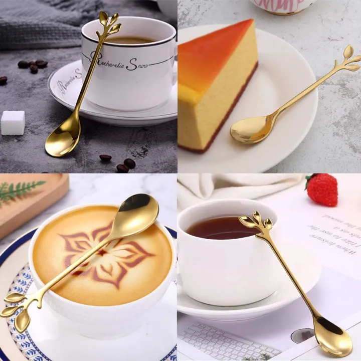 6pcs/Set%20Long%20Handle%207.4-Inch%20Leaf%20Teaspoons%20Gold%20Stainless%20Steel%20Coffee%20stirring%20spoon%20Kitchen%20Tools%20-%20Image%206