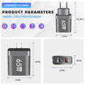 65W Charger USB C Charger GaN Fast Charging Quick Charge 3.0 Type C PD Charger For iPhone 15 14 13 Portable Wall Phone Adapter. 