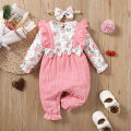 0-18 Months Newborn Baby Girl Romper Cute Floral Long Sleeve with Bow Bodysuit+Headband Infant Girl Spring&Autumn Jumpsuit. 