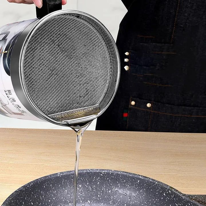 KITCHEN OIL FILTER POT STRAINER