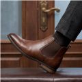 Chelsea Men Boots Fashion Brand Comfortable Leather Ankle Boots.