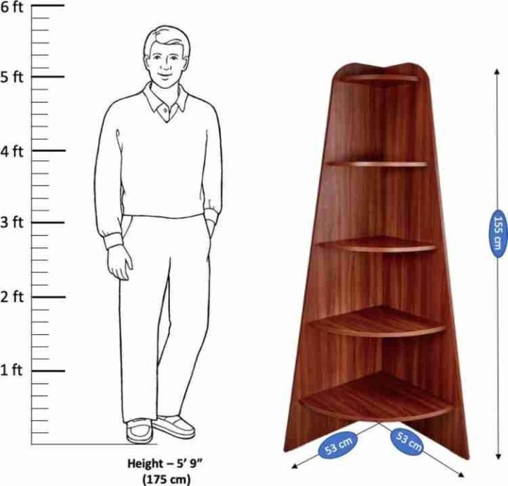 Corner designed storage shelves, Bookcase, Display stand for Photos art work, Home decore, Decoration pieces