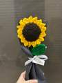 Crochet sunflower with complementary khaaki wrapping and custom stamped note/ for custom note message us/ best gift/ birthday gift/graduation gift. 
