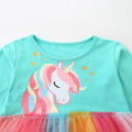 Jumping Meters Unicorn Long Sleeve Girls Dresses Children's Autumn Spring Kids Clothes Birthday Toddler Kids Frocks Baby Wear. 