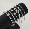 Elegant Sparkling Rhinestone Bracelets Set for Women Butterfly Heart Infinity Star Designs Open Bracelet Daily Wear Jewelry .