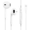 iPhone Style Wired Earphones with Lightning Connector | In-Ear Headset with Mic & Volume Control (White). 