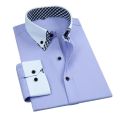 Mens Double Layer Dress Shirt Long Sleeve Non Iron Fashion Business Formal Regular Fit Office Camisa Social Solid Button Shirts. 